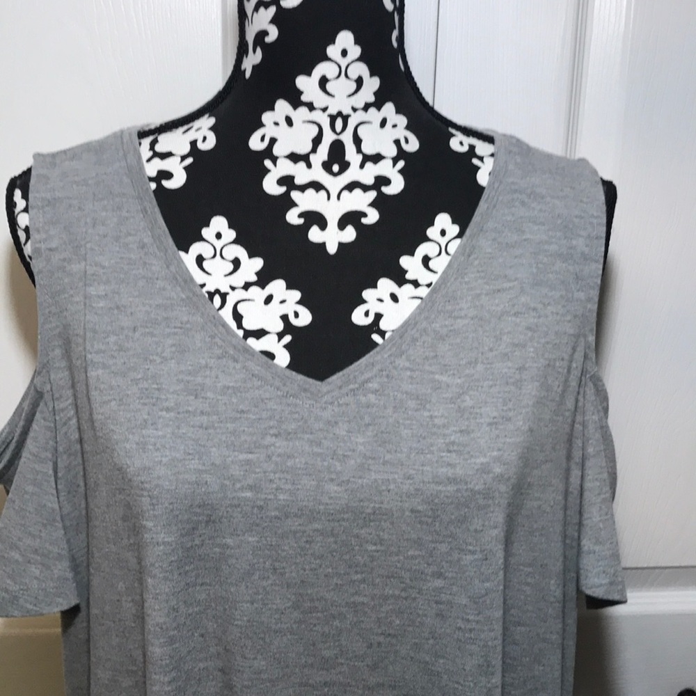 Grey Cold Shoulder Cotton Dress